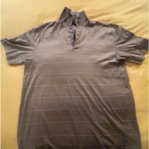 Nike golf polo; olive green w/orange, red, white stripes; XXL